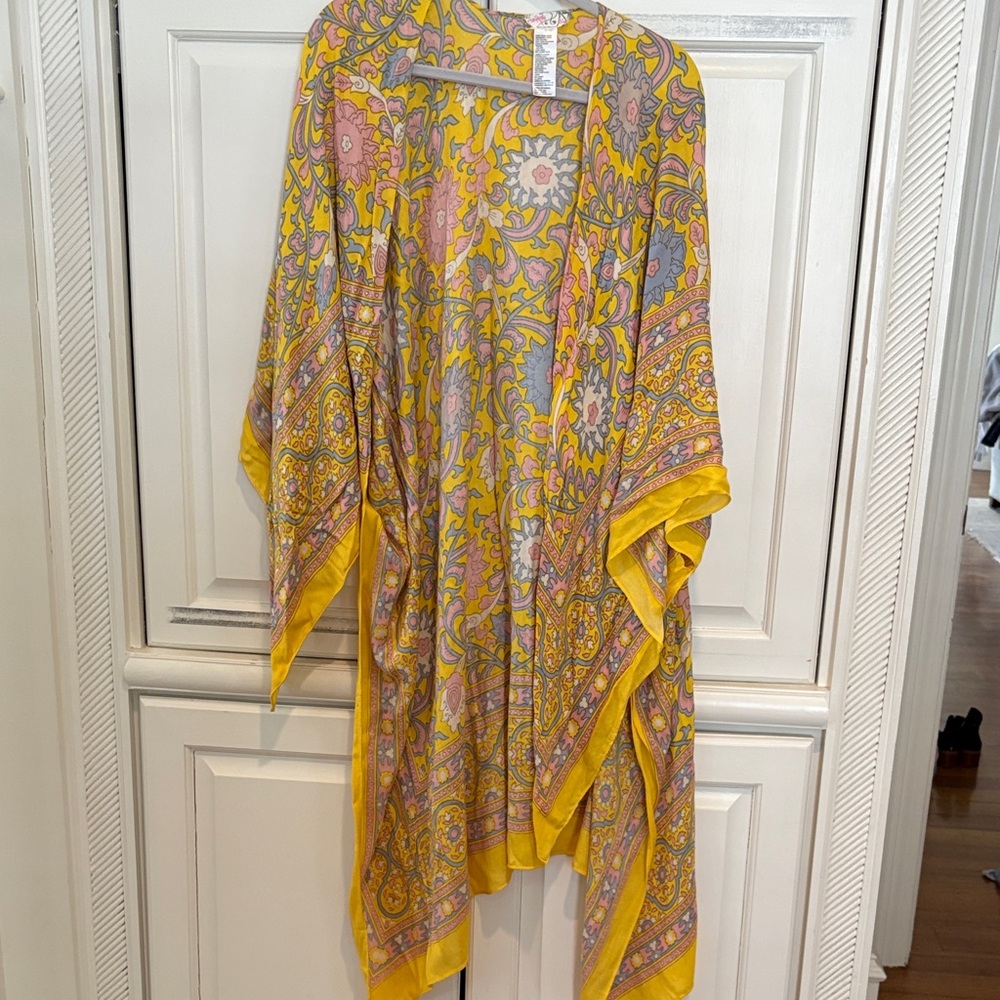FP Movement by Free People Yellow and Gray Floral Kimono